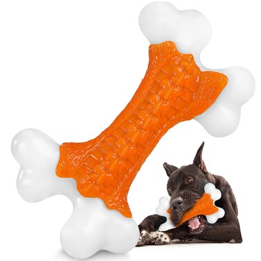 Kseroo Dog Toys for Aggressive Chewers Large Breed, Tough Bones, Nylon Puppy Teething Chew Toys Medium Dogs, Heavy Duty Peanut Butter Flavor Toys