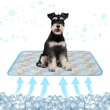 DELIFUR Dog Cooling Mat- Pet Cooling Mat Outdoor for Dogs Self Cooling Pad for Small Medium Dog Machine Washable (Large, Blue Egg)