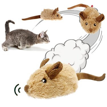 Suhaco Cat Toys Interective Automatic Moving Mouse Kitten Toys with Real Mice Sound Electric Squeaky Random Moving Kitty Toys for Indoor Cats Chasing Self Play Fun Cat Toy for Boredom