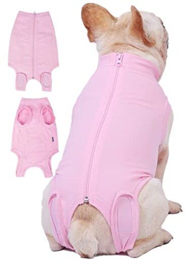 Caslfuca Dog Surgery Recovery Suit - After Spay, Abdominal Wounds Post Surgical Recovery, Anti Licking Breathable Dog Onesies for Small, Medium &amp; Large Pet, Alternative Bandages Cone E-Collar