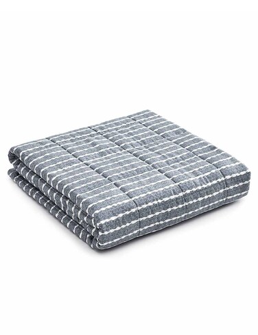 YnM Exclusive Kids Weighted Blanket, Soothing Cotton, Smallest Compartments with Glass Beads, Bed Blanket for One Person of 60lbs, Ideal for Twin Bed (41x60 Inches, 7 Pounds, Navy)