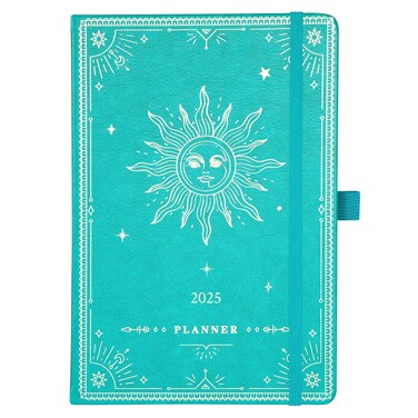 2025 Planner - 2025 Weekly Monthly Planner, January 2025 - December 2025, 5.75" x 8.25", Faux Leather Planner 2025 with Back Pocket &amp; 40 Notes Pages - Turquoise Gold Foil