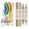Betem Oil Based Paint Markers, Dual Tip Paint Pens(0.7mm &amp; 3mm), Gold Silver Permanent Paint Marker Pen, Waterproof, Quick Dry, for Fabric, Rock Painting, Wood, Plastic, Metal, Canvas (2Gold2Silver)