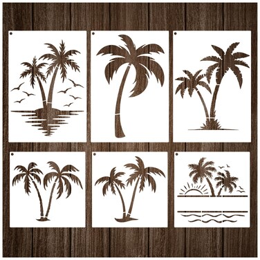 Palm Trees Stencils Template Reusable Beach Stencils for Painting on Wood Craft Canvas Walls Decorations DIY Projects Nature Summer Theme Stencils in Small &amp; Large Sizes (Palm Tree)