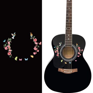 PLIGREAT 2 Pack Guitar Fret Markers Guitar Neck Fretboard Stickers Removable Flower Birds Decal DIY Guitar Decor Gifts for Bands Electric Bass Acoustic Guitar Players String Instrument Decoration