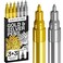 Metallic Acrylic Paint Pens for Rock Painting, Stone, Ceramic, Glass, Wood, Fabric, Canvas, Metal, Scrapbooking (6 Pack) Set of 3 Gold &amp; 3 Silver Acrylic Paint Markers Water-Based Extra-Fine Tip 0.7mm