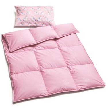 ZPECC Toddler Comforter - Duvet   Kids Goose Down Quilt, All Season Blanket Cover for Child Bed, Stroller, Travel, Boys and Girls (41x48, Pink)
