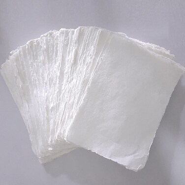 E-Tailor Handmade Paper Mixed Media Deckle Edge Blank Loose Leaf for Watercolor, Writers, Invitations, Crafts Package of 50-Thick 150 GSM-Ivory White (4x6)