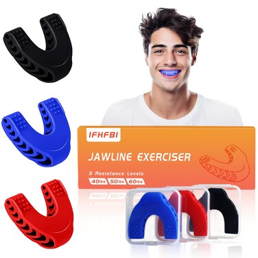 IFHFBI 3PCS Jaw Exerciser for Men and Women, 3 Resistance Levels Silicone Jawline Shaper,Face Slimming Tools for Beginner Intermediate Advanced User,Tighten and Strengthen