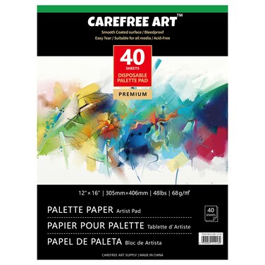 EBIVEN Artist Oil Paint pallete Paper 12" x 16", 40 Sheets Disposable Papers Palette for Acrylic Painting Paper Pad (02136-3)