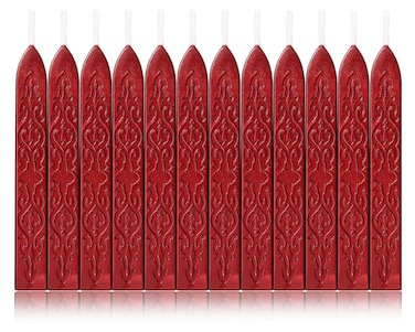 Yoption 12 Pcs Sealing Wax Sticks with Wicks, Antique Wine Red Wax Seal Sticks for Wax Seal Stamp, Wedding Invitations, Christmas, Gift Wrapping, Envelops Sealing (Antique Wine Red)