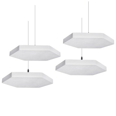 TroyStudio Acoustic Ceiling Panels - 14.2 X 12.4 X 1.2 Inches 4 Pcs Coated Fiberglass Hanging Drop Ceiling Tiles, Thick Sound Absorbing Wall Board for Office, Home Theater, Recording Studio (Hexagon)