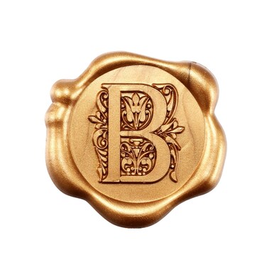 Yoption 50Pcs Antique Gold Letter B Adhesive Wax Seal Stickers, Regal Initial Alphabet Wax Seal Stickers Envelope Seal Stickers for Wedding Party Birthday Christmas (B)