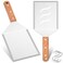 Extra Large Metal Burger Spatula Set of 2, Leonyo Heavy Duty Stainless Steel Griddle Slotted Hamburger Turner, as Barbecue Cast Iron Grilling Flat Top Griddle Accessories, Wooden Handle