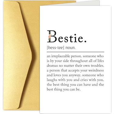 Chenive Bestie Definition Card, BFF Greeting Card, Funny Best Friend Birthday Card, Bestie Sister Friendship Card for Women Lady Girl