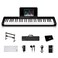 TERENCE Keyboard Piano with 61 Semi-weighted Keys LCD Display &amp; 1800mAh Battery Support MIDI USB Interface &amp; Piano Application with Bluetooth Sheet Music Stand Sticker Bag Audio Cable Earphones