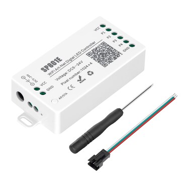 SEZO WS2812B WS2811 LED WiFi Controller, iOS Android App Control DC 5V~24V SP801E for SK6812 WS2815 Digital One-Wire RZ Code LED Driver IC RGB LED Strip LED Matrix Panel Module Light AP/STA Mode