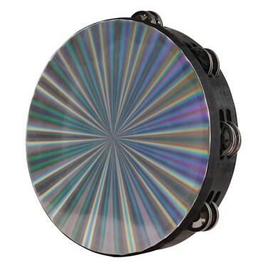 Radiant Tambourine 10 Inch Hand Held Tambourine Double Row Jingles Reflective Drum Percussion Musical Instrument for Adults Church KTV Party Dance