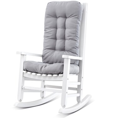 Yalikop Kids Rocking Chair Cushion Pad Set Childs Rocking Chair Outdoor Wooden Rocker Kid's Patio Rocking Chair Rocker for Porch Balcony Lawn Indoor Outdoor(White,Ages 6-10)