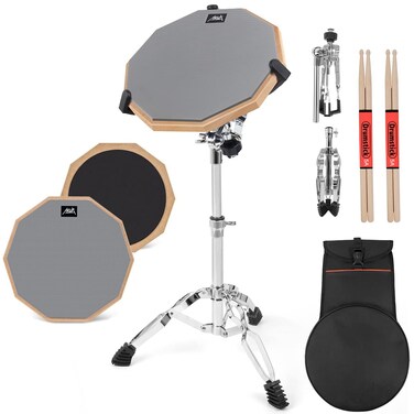 AKLOT Practice Pad, 12" Silica gel Pads Drum Set for Adult Kids with Snare Drum Stand,Double Sided,Drumsticks,Bag