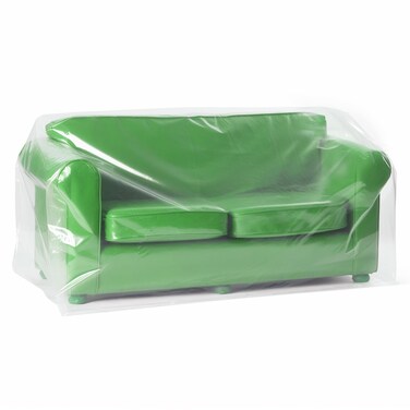 Belinlen 64&rdquo;Wx42&rdquo;Dx34&rdquo;H Plastic Couch Cover for Sofa 2 Seats, Bench and Large Items, Clear Thick Heavy Duty Plastic Furniture Covers for Moving, Renovation or Storage (4mil Thickness)