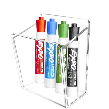 Lumanman Magnetic Marker Holder for Whiteboard, Fridge, Locker, Adhesive Dry Erase Marker Organizer, Acrylic Pen Holder with 3M Transparent Tapes and Magnets, Clear Pencil Holder, 1 Pack