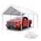 10x20FT Carport Canopy Replacement Cover Heavy Duty Waterproof &amp; UV Protected, All Weather Car Shade Canopy with Ball Bungees (White, 10'x20')