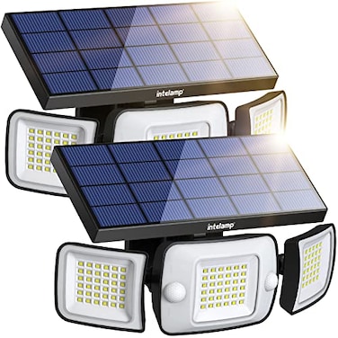 intelamp Motion Sensor Flood Lights - 2 Pack 6000mAh 1200LM Security Lights, Adjustable 3 Mode Wall Lights for Patio, Garage, Porch