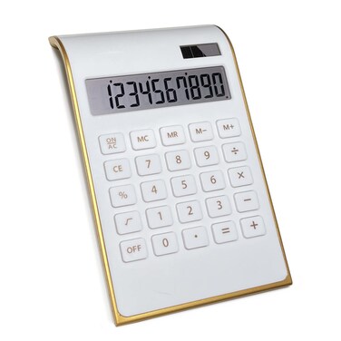 Solar Gold Calculator Standard Function Desktop Calculator LCD 10-Digit Desktop Calculator for Office, Home