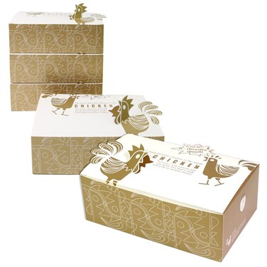 FEXTA Gold Fried Chicken Containers Small - (50 Pack) 6.9" X 4.1" X 2.2" Food Take Out Fried Rice Burgers French fries Nachos Salad Fish and Chips Paper Packaging Box