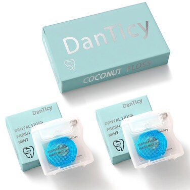 Coconut-Oil Infused Woven Dental Floss, Natural Waxed Floss Perfect for People with Wide Gaps Between Teeth, Deep Clean and Slides Smoothly &amp; Easily, PFAS Free   Mint Flavored (33 Yds x 2 Unit)