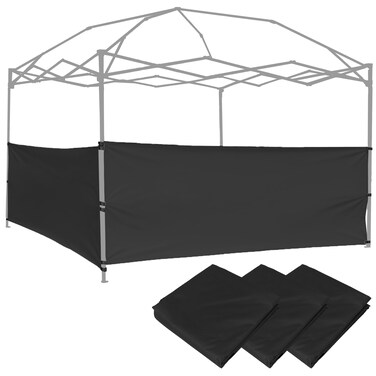 3pcs Half Sidewalls Panel for Pop Up Canopy Gazebo Tent Shelter 10'x10', 10'x15', 10'x20' Vertical Leg, 3 Half Walls Only,Black