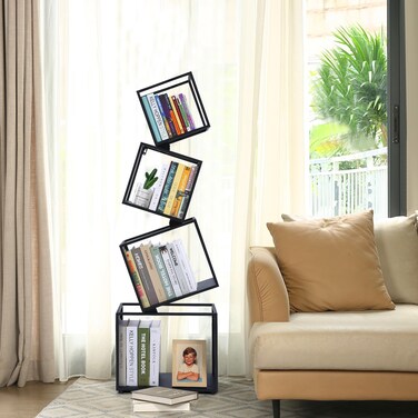 Weltallina Bookshelf, 5-Tier Bookcase Black, 67" Tall Black Bookshelf, Modern Book Shelf, Storage Shelves for CDs/Books/Home Decor, Display Shelf for Living Room, Bedroom, Study Room, Nursery Room