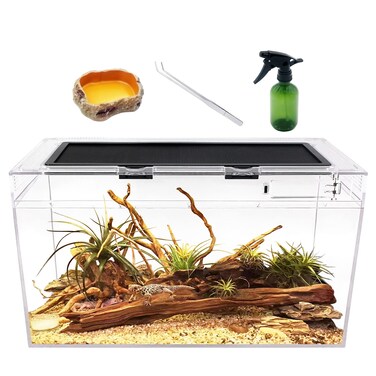 Reptile Growth Reptile Terrarium,10 Gallon Reptile Tank 20" x 10"x 11",for Insect，Fish，Tarantula，Hermit Crab，Jumping Spider，Iguana，Tortoise，Leopard Gecko，Frog，Bearded Dragon