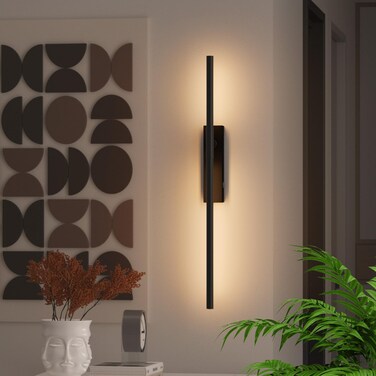 Coinmit Battery Operated Wall Sconces, 1 Pack USB Rechargeable Wall Lights, Dimmable Wireless Linear Wall Lamp Indoor for Living Room, Bedroom, Hallway, Black