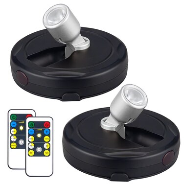 HAMVIDNE Wireless LED Spotlight, Battery Powered Picture Lights, Uplighting Indoor, Puck Lights with Remote, Stick Spot Lights for Wall Display Dartboard Painting Artwork Accent-Silver