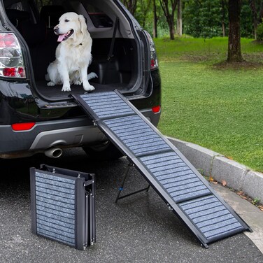 Dog Ramp for Car Large Dog - Barpor 67" Portable Pet Ramp with Non-Slip Rug Surface, Adjustable Bracket, Foldable Dog Stairs for Small to Large Dogs up to 250lbs Easy Access to Car, SUV &amp; Truck
