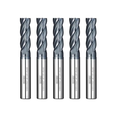 WEXWE Tools Carbide End Mill Square Milling Cutter for Cutting Alloy Steels,Cast Iron, Hardened Steel - 4 Flute Cutting Tools 1/8 Shank (1/8-2" 5PCS)