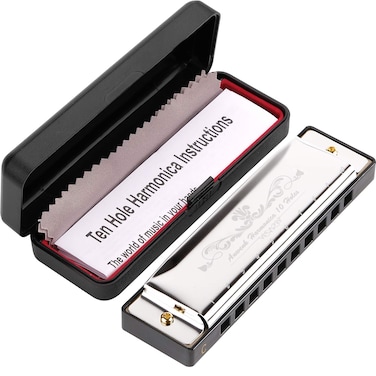 Anwenk Harmonica Key of C 10 Hole 20 Tone Diatonic Harmonica C with Case for Beginner, Christmas Gift