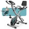 Pleny Folding Exercise Bike, 5 IN 1 Stationary Bike 5.5 LBS Flywheel Exercise Bike, Indoor Workout Bike 330LB Weight Capacity Back Support Cushion for Home Gym Workout, Gray-blue