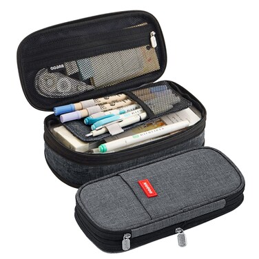 LHMTQVK Big Capacity Pencil Pen Case Office College School Large Storage High Capacity Bag Pouch Holder Box Organizer (A black)