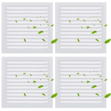Yaocom 4 Pcs Attic Vents Gable Vents Aluminum Wall Vent Metal Shed Vent with Screen Mesh Square Vent Louver Vent Grille for Exterior Door House Attic Garage Ceiling (10 x 10 Inch)