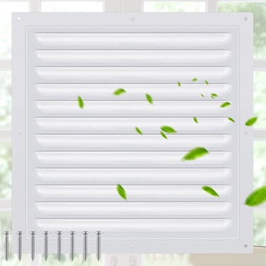 Yaocom 1 Pcs Attic Vent White Gable Vent Aluminum Wall Vent Metal Shed Vent with Screen Mesh Square Vent Louver Vent Grille for Exterior Door House Attic Garage Ceiling (10 x 10 Inch)