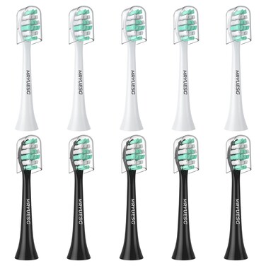 MRYUESG Replacement Heads Compatible with Philips Sonicare 10 Pack, 5 White + 5 Black, MRYUESG Electric Tooth-Brush Head for Phillips