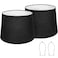 Lampshades Set of 2, Black Fabric Lampshades 11.6" Top x 12.6" Bottom x 9.8" High Drum Lampshades for Table Lamps, Floor Lamps, Pendant Light, E26 Base Harp Holders Included