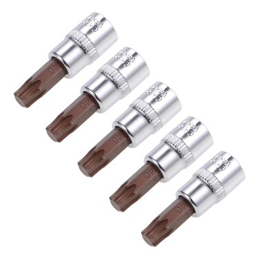 uxcell 5pcs 1/4" Drive x T40 Torx Bit Socket, S2 Steel Bits CR-V Sockets 38mm Length Use with Ratchet Wrench, Slide Bar, Extension Rod