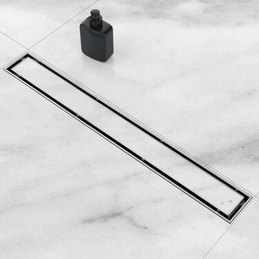 ZEKOO 2 in 1 Linear Shower Drain 32 Inch,Tile Shower Drain(Brushed Nickel),304 Stainless Steel Linear Shower Drain with Tile Insert Grate,Rectangular Linear Drains