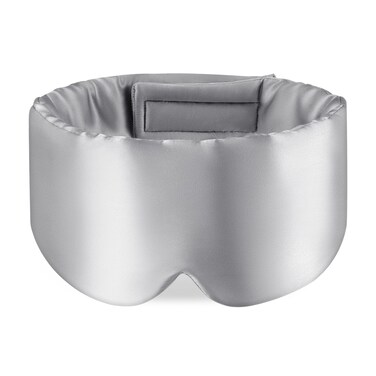 Zenssia 100% Mulberry Silk Sleep Mask Eye Mask for Man and Woman with Adjustable Headband, Full Size Large Sleep Mask &amp; Blindfold for Total Blackout for All Night Sleep, Travel &amp; Nap-Silvergrey