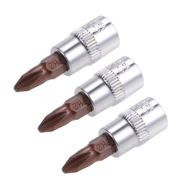 uxcell 1/4" Drive x PH2 Phillips Bit Socket, S2 Steel Bits, CR-V Sockets 1.5" Length (For Hand Use Only) 3pcs
