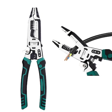 groword 10-in-1 Wire Stripper Tool,Wire Strippers,Cable Cutters,CR-V Multifunctional Plier with Wire Stripper Crimper Side Cutter, Shearing,Screw Gripping Pliers for Electric Cable